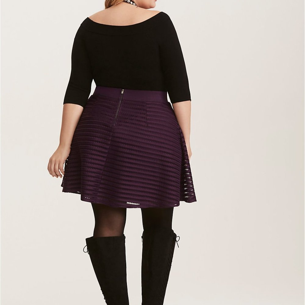 TORRID Purple Striped Mesh Mini Skirt NWT sz 2 - Picture 3 of 9